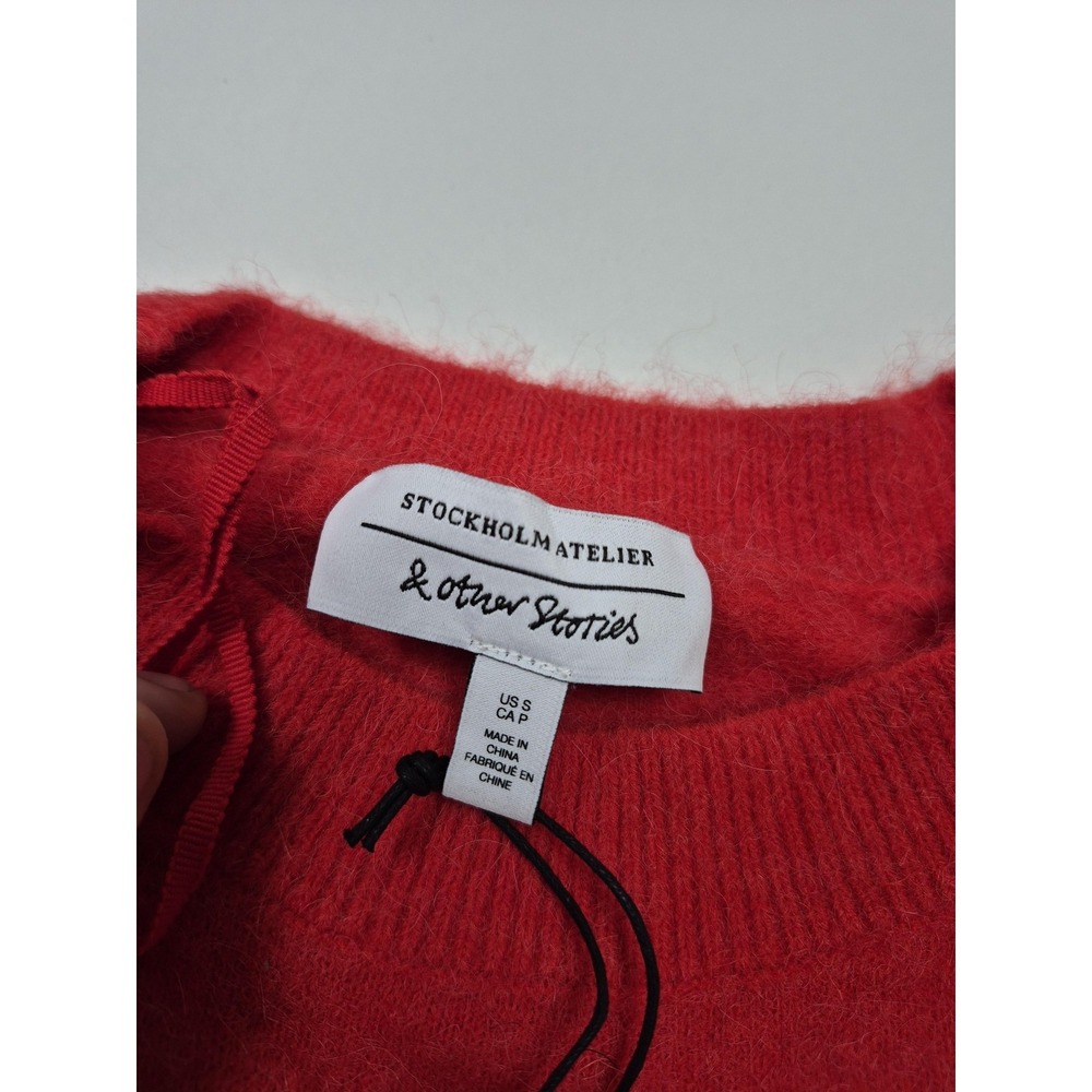 & Other Stories Sweater Womens Small Red Alpaca Blend Short Sleeve Pullover Knit - Picture 3 of 11